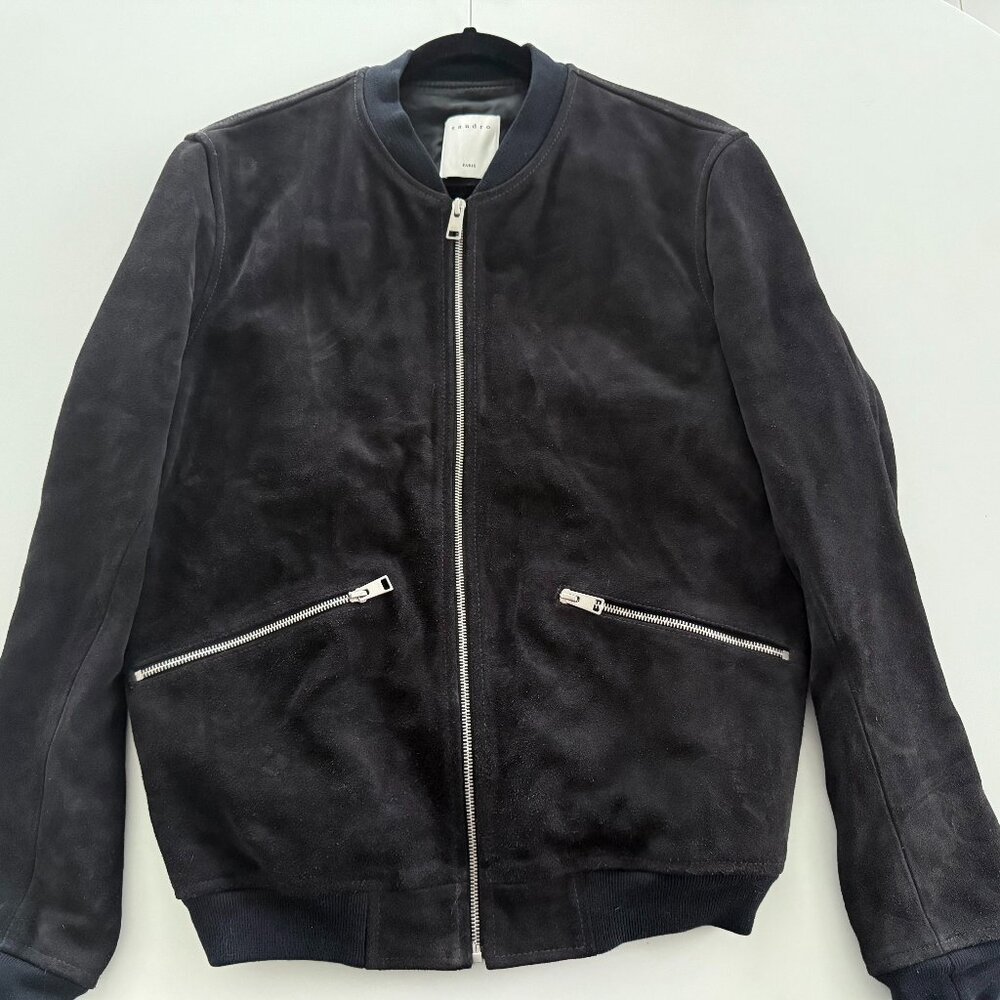 Sandro Navy Leather Jacket